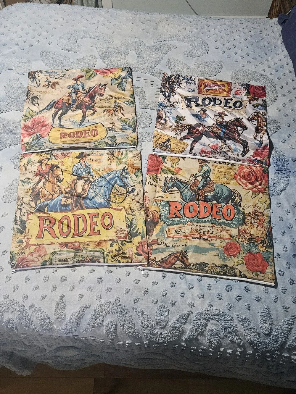 Rodeo Printed Pillow Shams - Floral Western Design, Multicolor